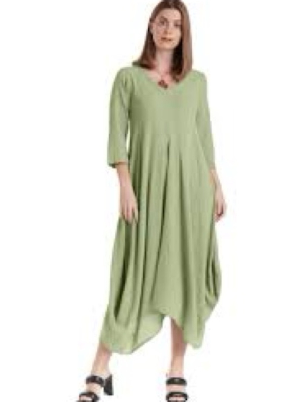 NWT Oh My Gauze! Sage Green V-Neck Flowing Maxi Dress